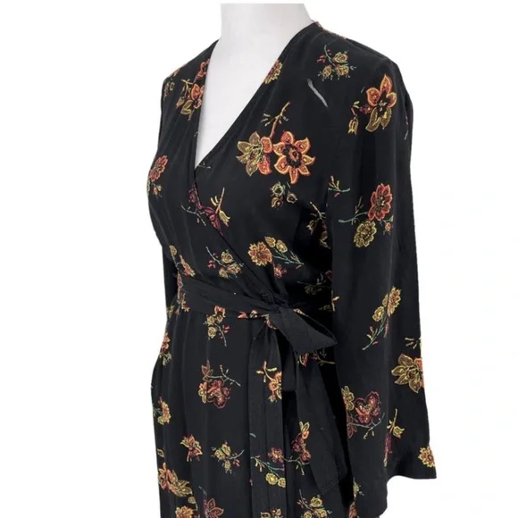 A.L.C. Wilma Wrap Short Dress in Black Floral - Picture 7 of 8